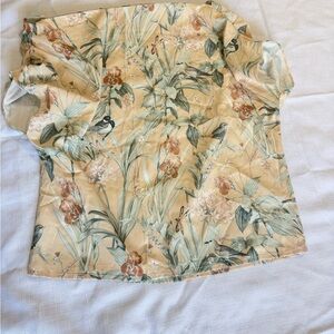 SHEIN Floral Print Blouse in Cream and Green